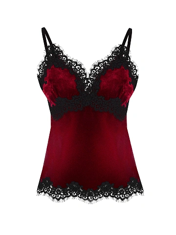 Bordeaux Lace Trim Velvet Top, 1