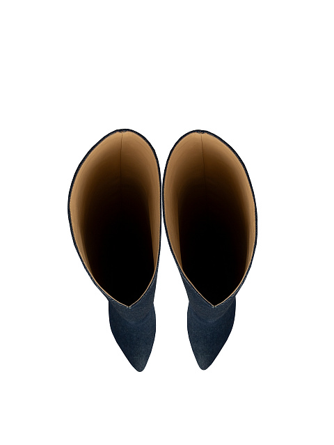 Blue Denim Heeled Tall Boots, 4