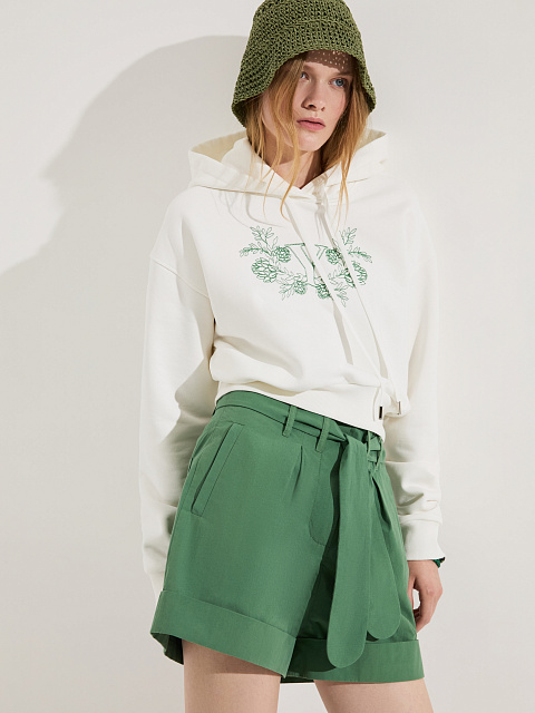 Cropped white hoodie with embroidery, 6 Cropped white hoodie with embroidery, 6