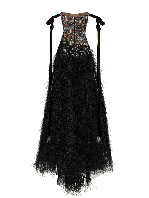 Black Feather & Rhinestone Maxi Dress, 3 Black Feather & Rhinestone Maxi Dress, 3