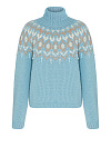 Свитер голубой с геометрическим рисунком, вышивка жемчуг и кристаллы