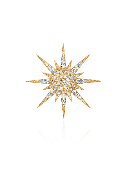 Cubic Zirkonia & Gold-Plating Silver Star Barrette, 1