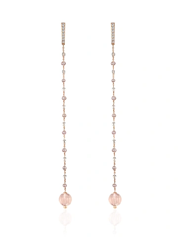 Rose Gold, Rose Quartz, Pearls & Topaz Long Earrings, 1