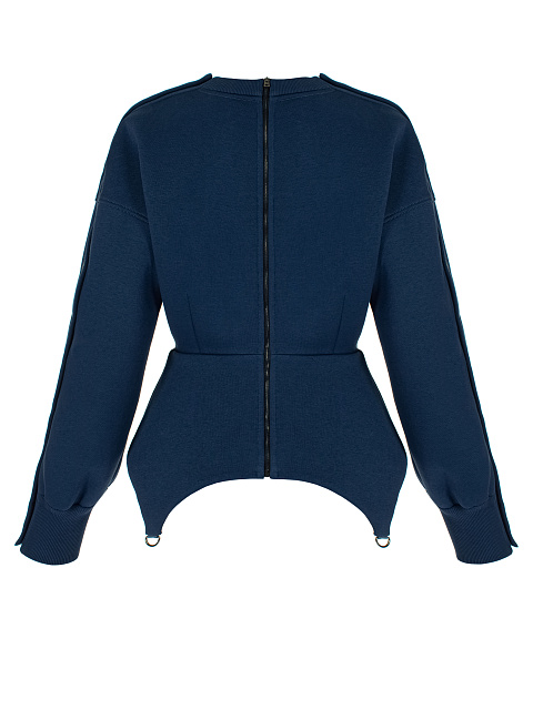 Dark Blue Cotton Peplum Sweatshirt, 2 Dark Blue Cotton Peplum Sweatshirt, 2