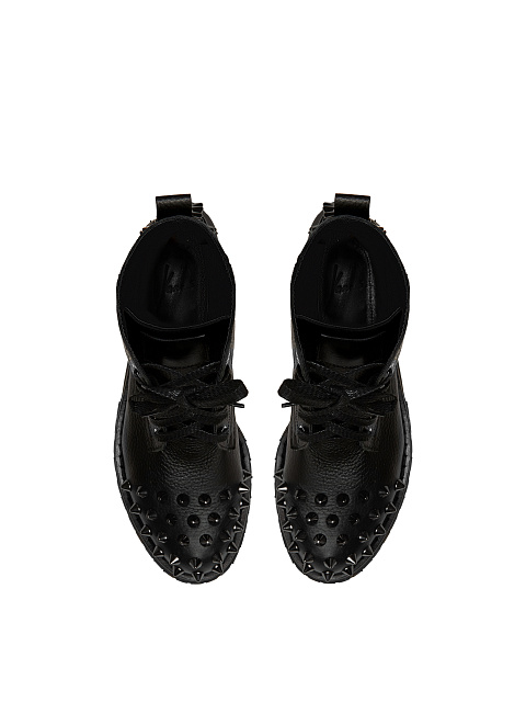 Black Leather Boots With Black Studs, 4