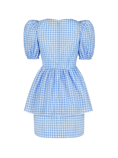 Blue Checked Cotton Top & Mini Skirt, 2 Blue Checked Cotton Top & Mini Skirt, 2