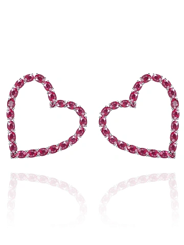 Heart-shaped white gold earrings with rubies, 1