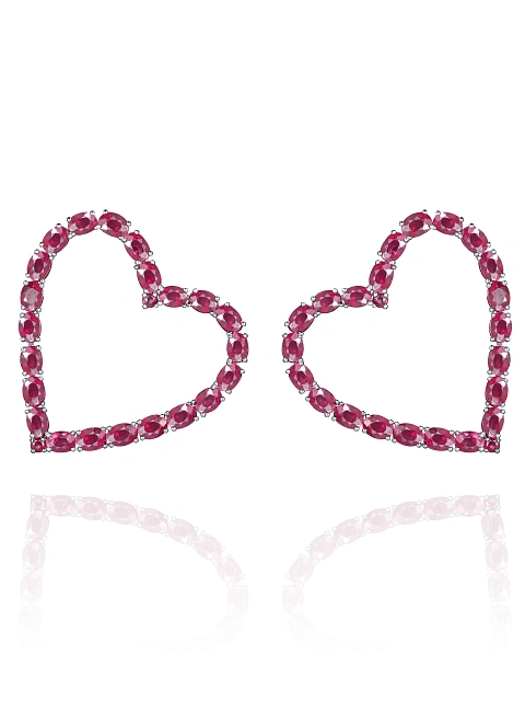 Heart-shaped white gold earrings with rubies, 1