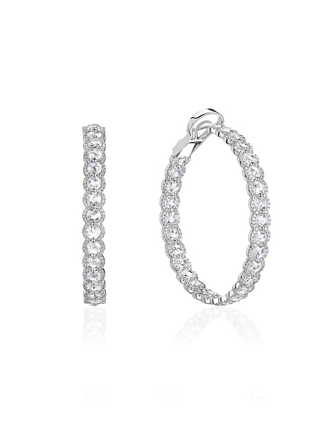 White gold hoops with rose-cut diamonds, 1