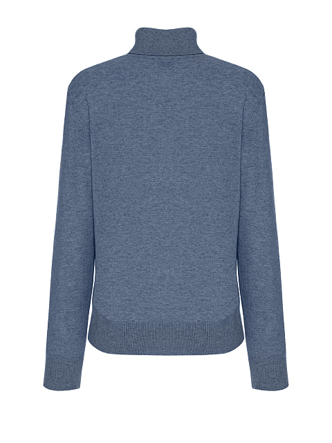 Men's Blue Cashmere Turtleneck Sweater, 2