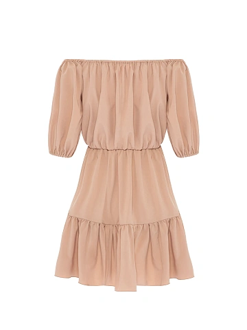 Powder pink off-the-shoulder mini dress, 2