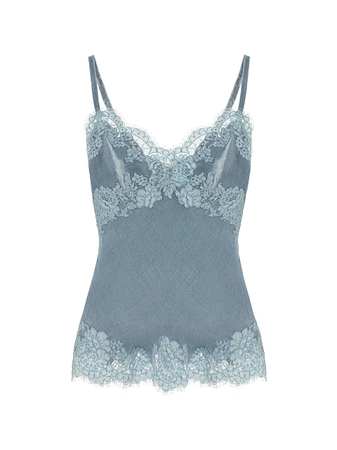 Light Blue Lace Trim Velvet Top, 1 Light Blue Lace Trim Velvet Top, 1