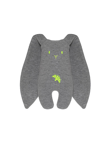 Toy "Hare" gray with light green neon embroidery, 1