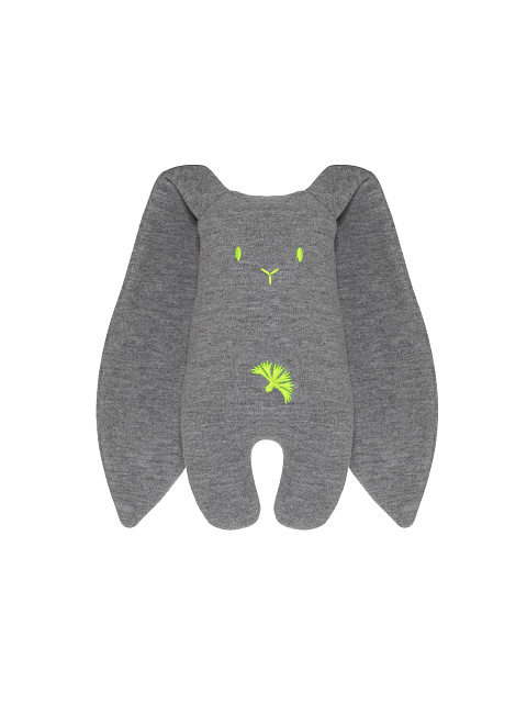 Toy "Hare" gray with light green neon embroidery, 1