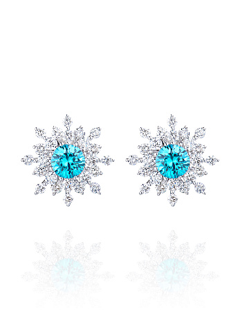 White gold stud earrings with zircon and diamonds, 1