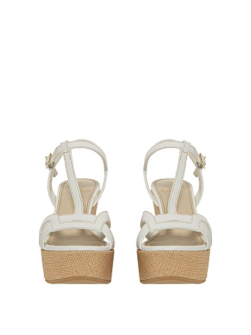 White leather wedge sandals, 2