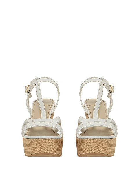 White leather wedge sandals, 2