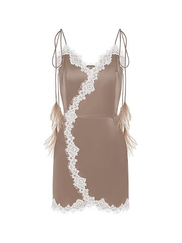 Mini silk dress with lace, 1