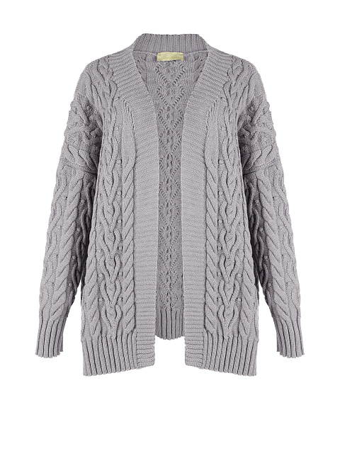 Light Grey Cable Knit Cardigan, 1
