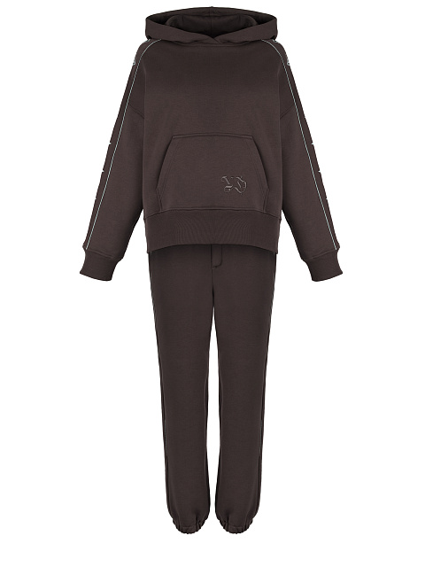 Brown Jersey Set With Cross Embroidery, 1