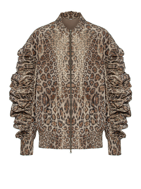 Leopard Print Taffeta Bomber Jacket, 1