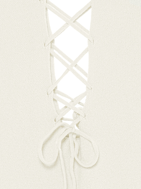 White Lace Up Jersey Midi Dress, 3 White Lace Up Jersey Midi Dress, 3