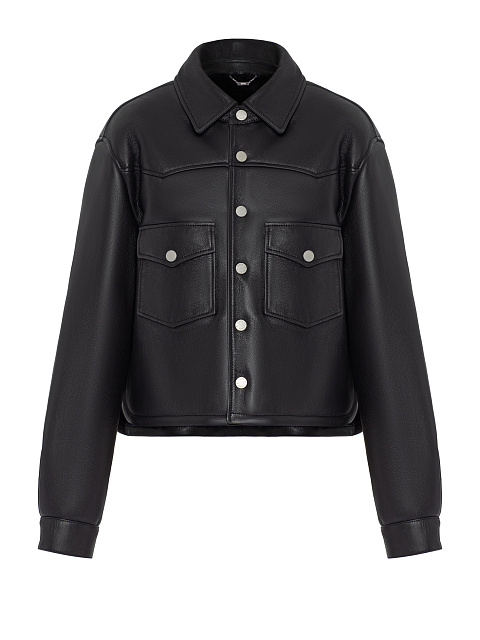 Black Leather & Shearling Cropped Jacket, 1 Black Leather & Shearling Cropped Jacket, 1