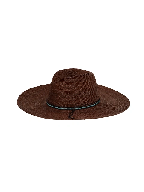 Brown Straw Hat With Amazonite & Leather Cord, 1 Brown Straw Hat With Amazonite & Leather Cord, 1