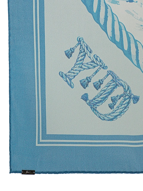 White and blue silk scarf with anchor, 3 White and blue silk scarf with anchor, 3