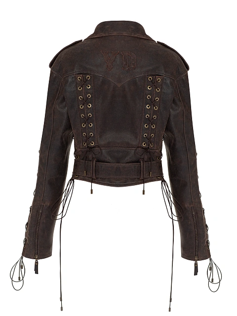 Brown Lace Up Leather Jacket, 3 Brown Lace Up Leather Jacket, 3