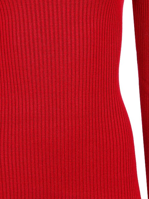 Red Rib Knit Turtleneck Mini Dress, 3 Red Rib Knit Turtleneck Mini Dress, 3