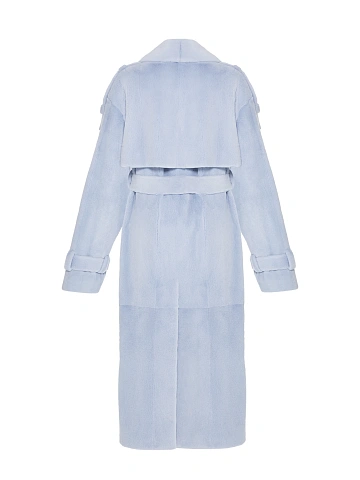 Light Blue Mink Fur Trench Coat, 2