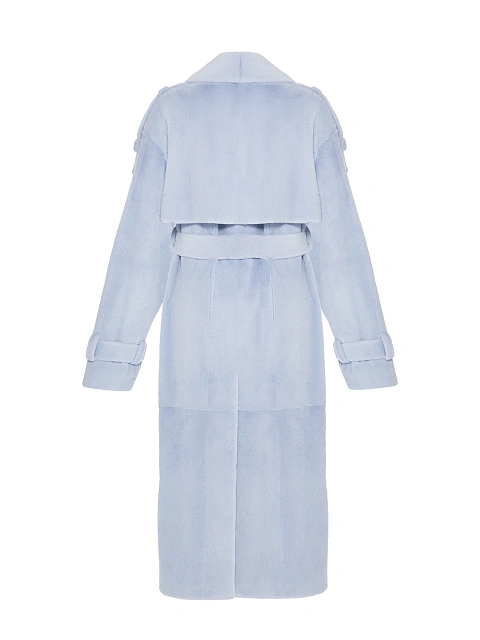 Light Blue Mink Fur Trench Coat, 2 Light Blue Mink Fur Trench Coat, 2