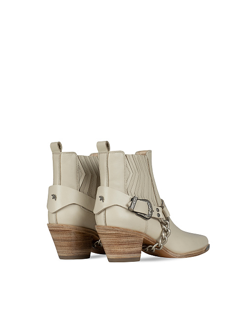Beige Leather Ankle Boots, 3