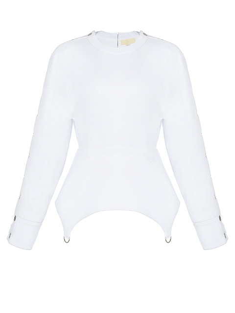 White Cotton Peplum Sweatshirt, 1 White Cotton Peplum Sweatshirt, 1