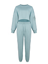 Голубой трикотажный костюм с укороченной толстовкой