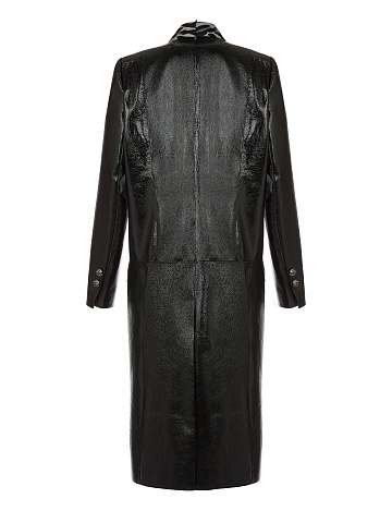 Black Patent Leather Double-Breasted Coat, 2