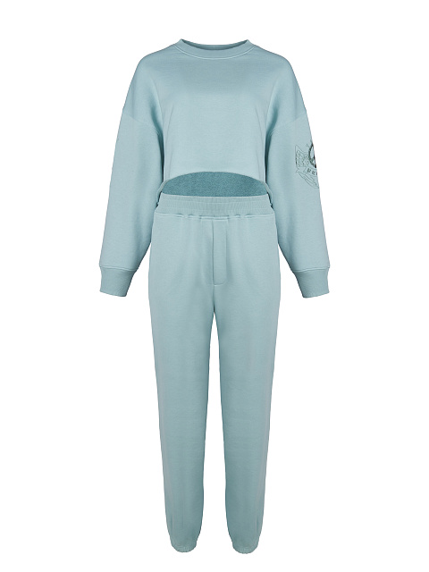 Light Blue Jersey Set With Cropped Sweatshirt, 1