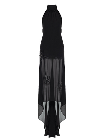 Black embroidered maxi dress, 1