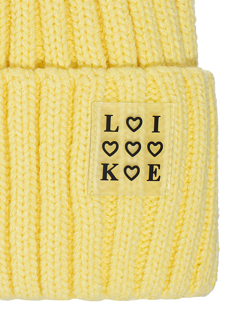 Yellow "Like" Patch Beanie, 2 Yellow "Like" Patch Beanie, 2