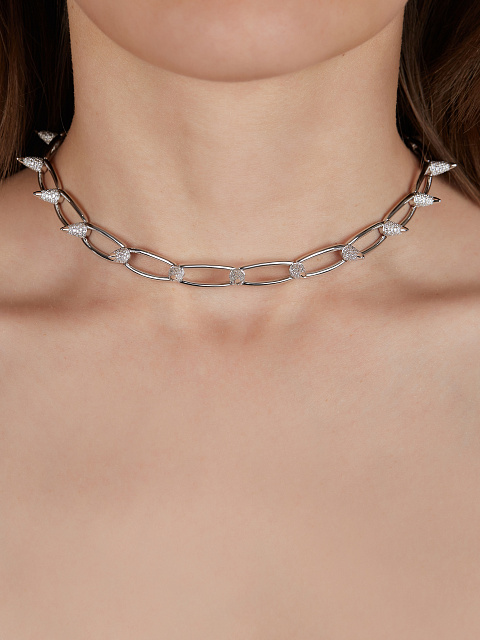 Round Diamond & White Gold Necklace, 2