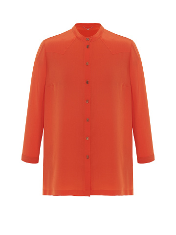 Orange Embroidered Silk Shirt, 1