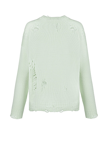 Distressed Mint Green Cotton Sweater, 2
