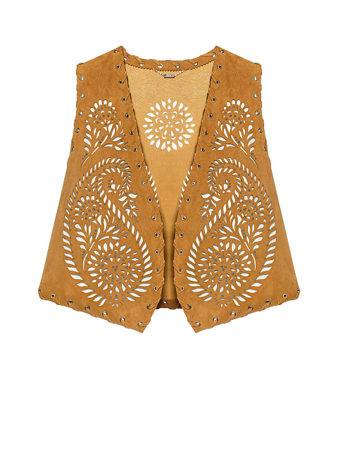 Brown Cut Out Suede Vest, 1 Brown Cut Out Suede Vest, 1