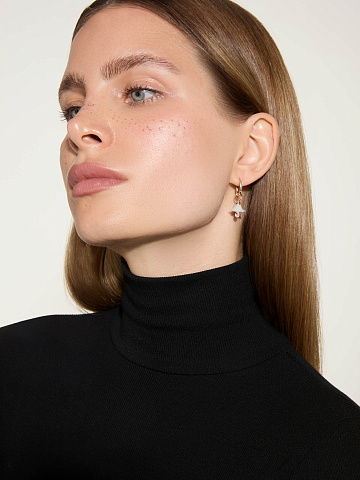 Rose gold hoops with mother-of-pearl and rock crystal, 2