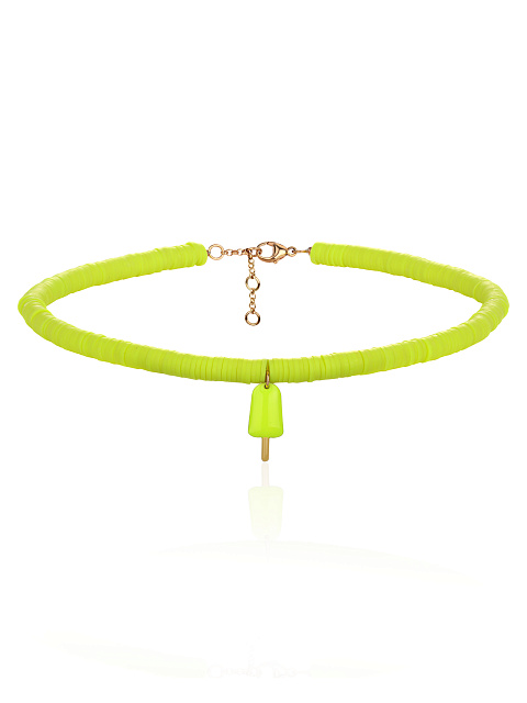 Kids Rose Silver, Yellow Rubber & Enamel Ice Cream Choker, 1