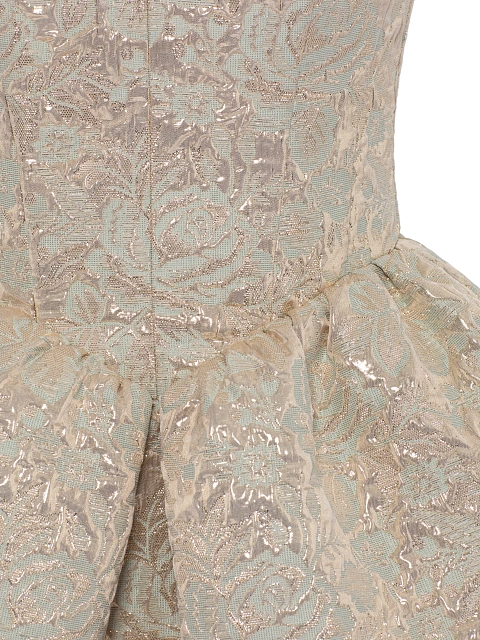 Beige & Gold Pattern Brocade Mini Dress, 6 Beige & Gold Pattern Brocade Mini Dress, 6