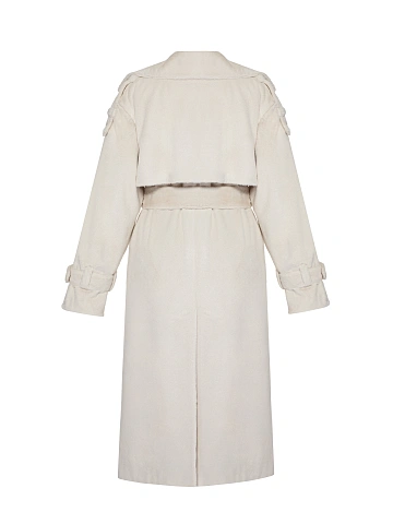 Beige Faux Fur Trench Coat, 2