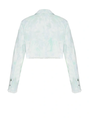 Green Tie-dye Cropped Denim Jacket, 2