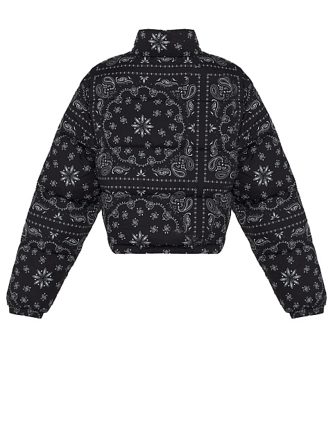 Black cropped down jacket with paisley pattern, 3 Black cropped down jacket with paisley pattern, 3